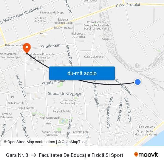 Harta de Gara Nr. 8 către Facultatea De Educație Fizică Și Sport