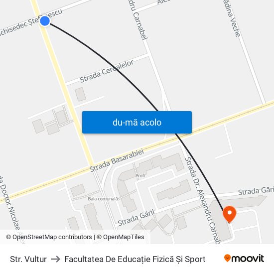 Harta de Str. Vultur către Facultatea De Educație Fizică Și Sport