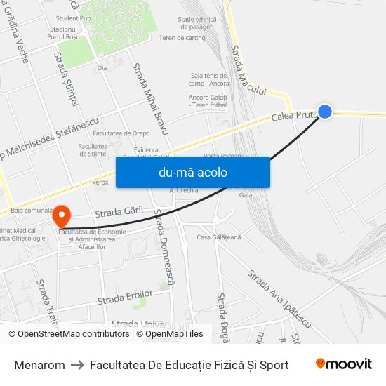 Harta de Menarom către Facultatea De Educație Fizică Și Sport