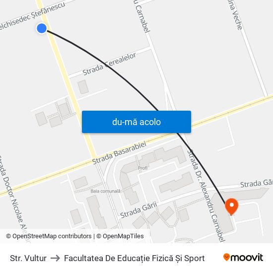 Harta de Str. Vultur către Facultatea De Educație Fizică Și Sport