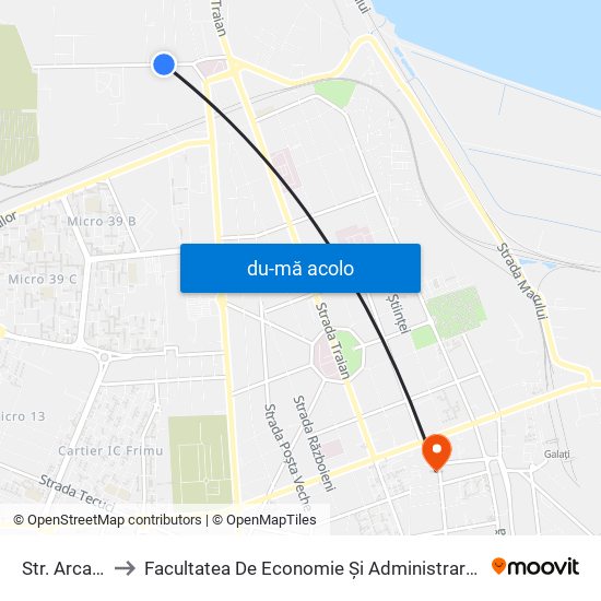 Harta de Str. Arcașilor către Facultatea De Economie Și Administrarea Afacerilor