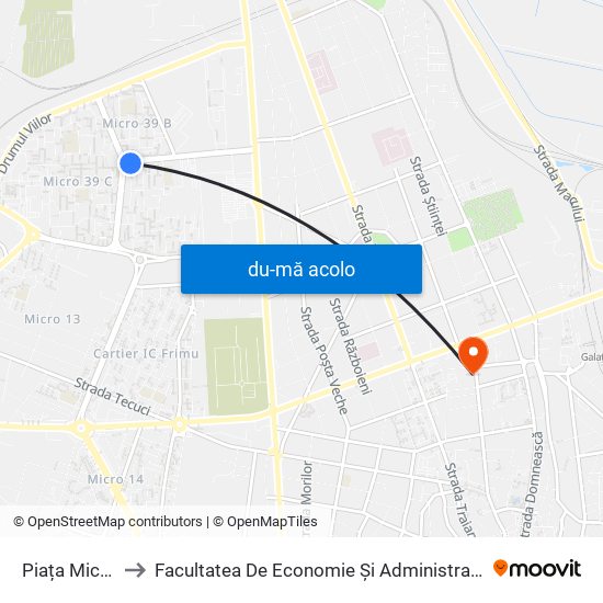 Harta de Piața Micro 39 către Facultatea De Economie Și Administrarea Afacerilor