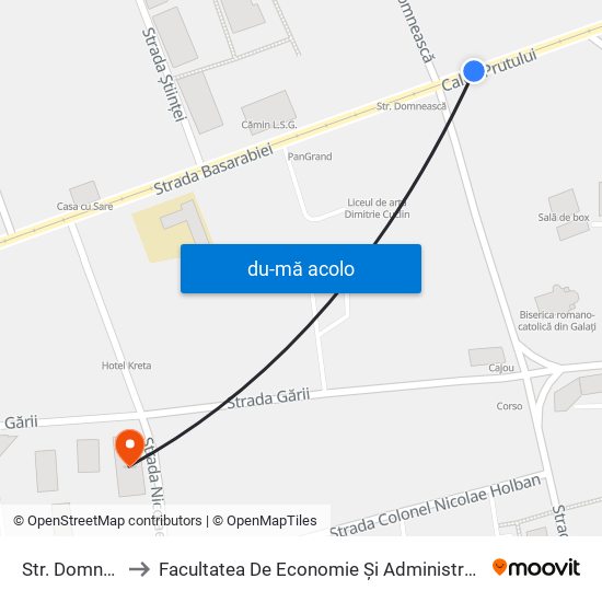 Harta de Str. Domnească către Facultatea De Economie Și Administrarea Afacerilor