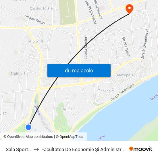 Harta de Sala Sporturilor către Facultatea De Economie Și Administrarea Afacerilor