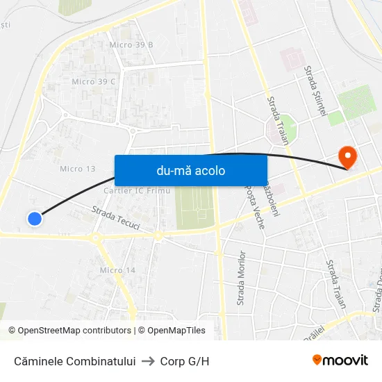 Harta de Căminele Combinatului către Corp G/H