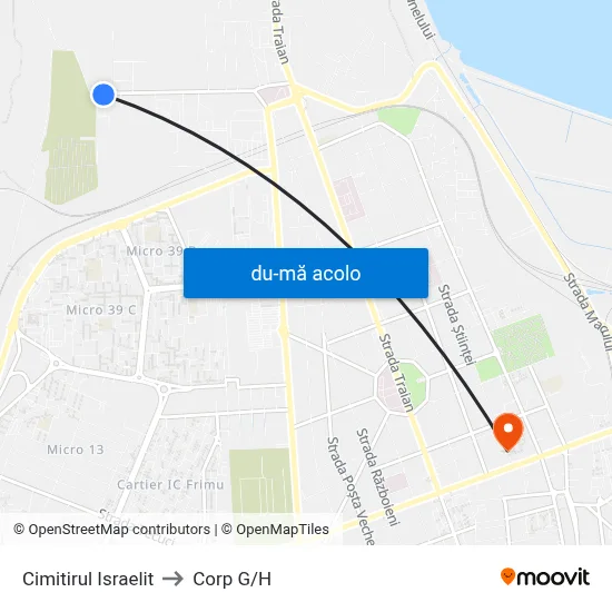 Harta de Cimitirul Israelit către Corp G/H