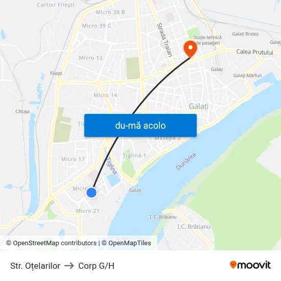Harta de Str. Oțelarilor către Corp G/H