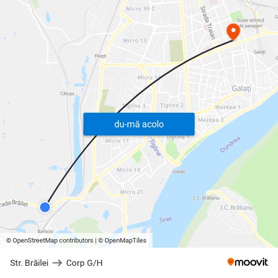 Harta de Str. Brăilei către Corp G/H