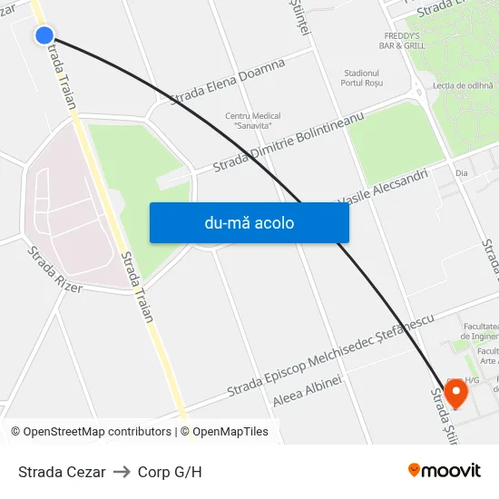 Harta de Strada Cezar către Corp G/H