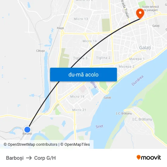 Harta de Barboşi către Corp G/H