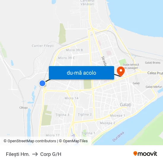 Harta de Fileşti Hm. către Corp G/H