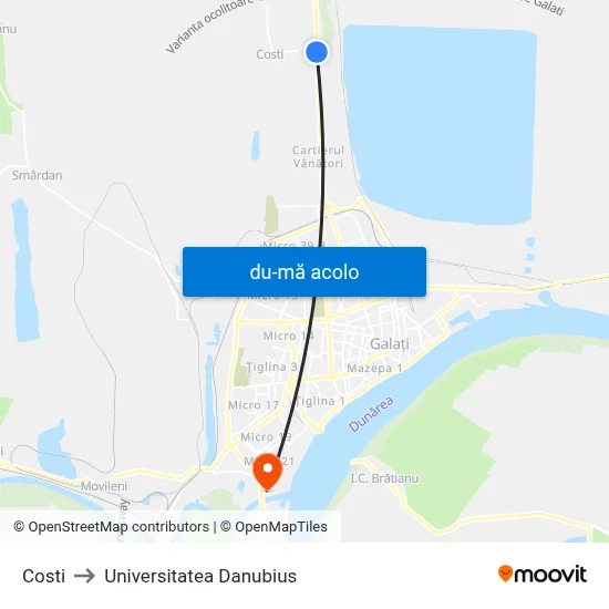 Harta de Costi către Universitatea Danubius
