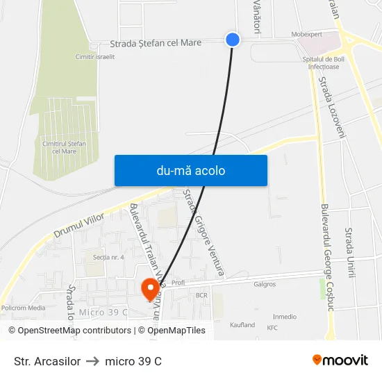 Harta de Str. Arcasilor către micro 39 C