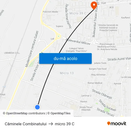 Harta de Căminele Combinatului către micro 39 C