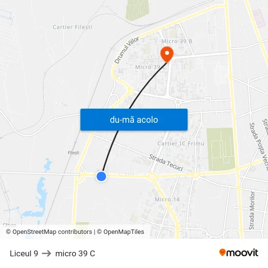 Harta de Liceul 9 către micro 39 C