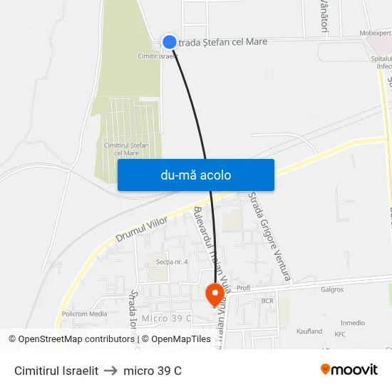 Harta de Cimitirul Israelit către micro 39 C
