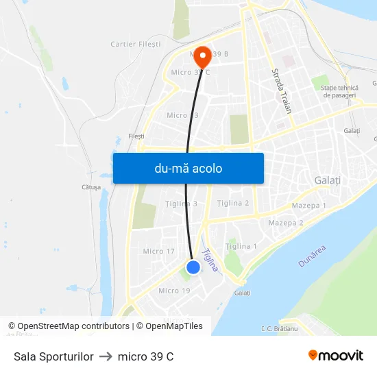 Harta de Sala Sporturilor către micro 39 C