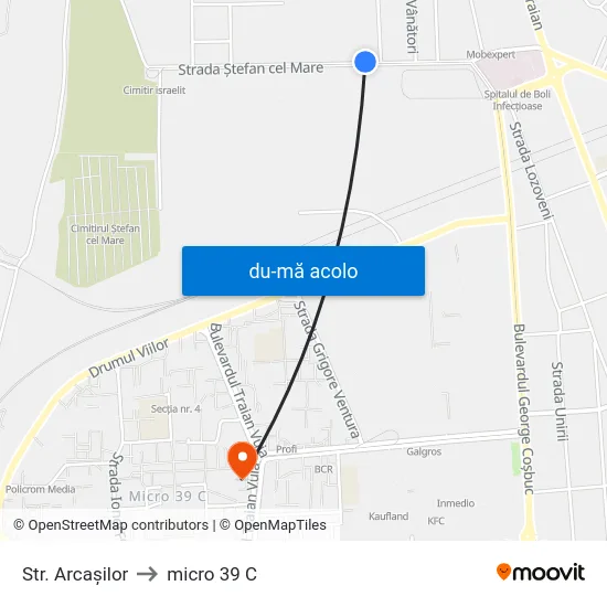 Harta de Str. Arcașilor către micro 39 C