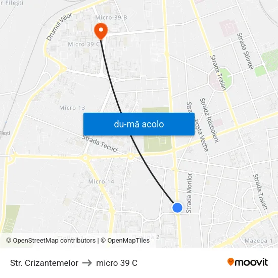 Harta de Str. Crizantemelor către micro 39 C