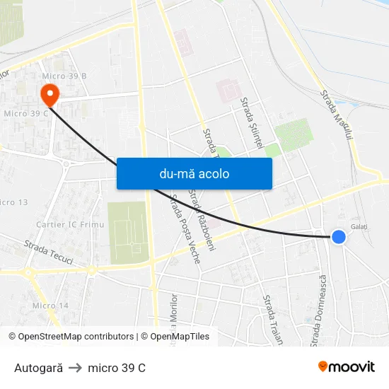 Harta de Autogară către micro 39 C