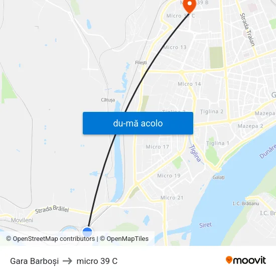 Harta de Gara Barboși către micro 39 C