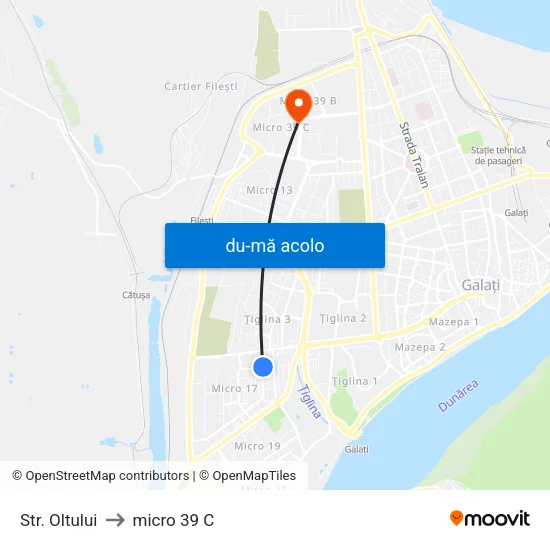 Harta de Str. Oltului către micro 39 C