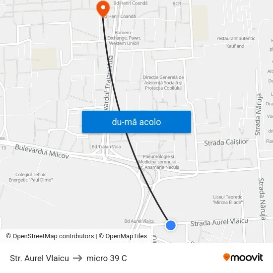 Harta de Str. Aurel Vlaicu către micro 39 C