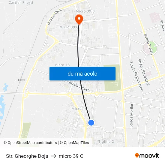 Harta de Str. Gheorghe Doja către micro 39 C