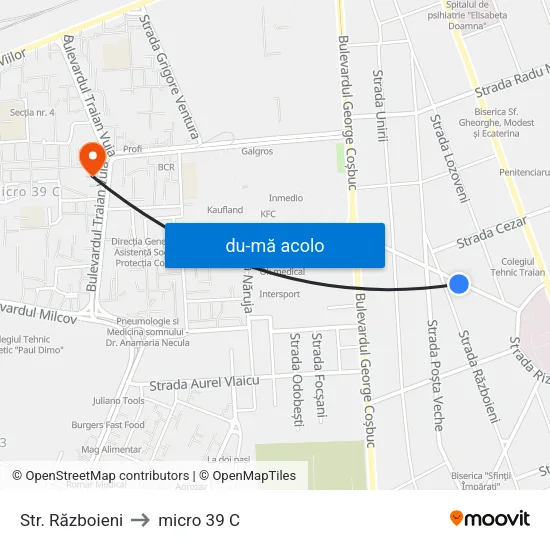 Harta de Str. Războieni către micro 39 C