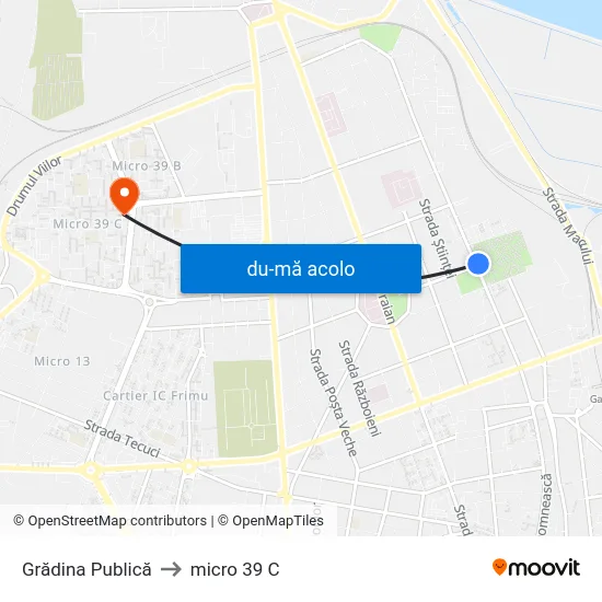 Harta de Grădina Publică către micro 39 C