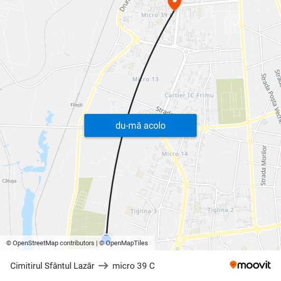 Harta de Cimitirul Sfântul Lazăr către micro 39 C