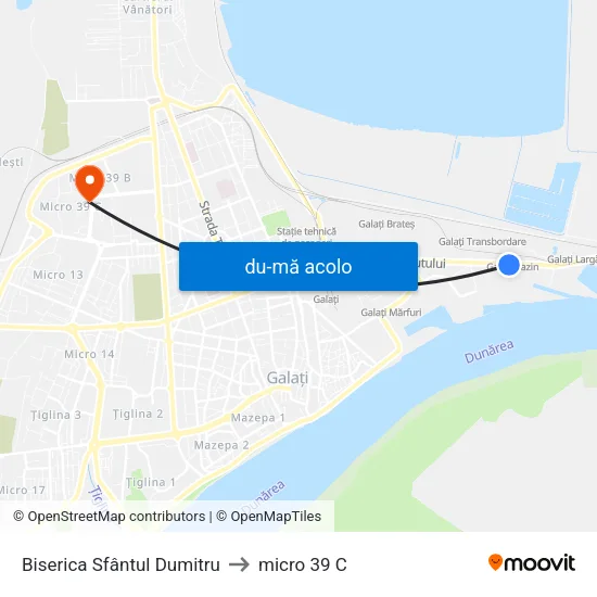 Harta de Biserica Sfântul Dumitru către micro 39 C