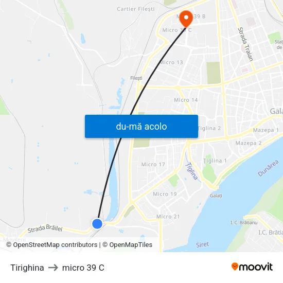 Harta de Tirighina către micro 39 C