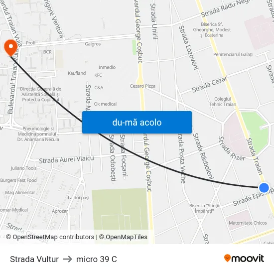 Harta de Strada Vultur către micro 39 C