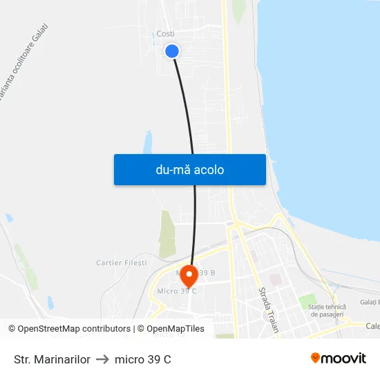 Harta de Str. Marinarilor către micro 39 C