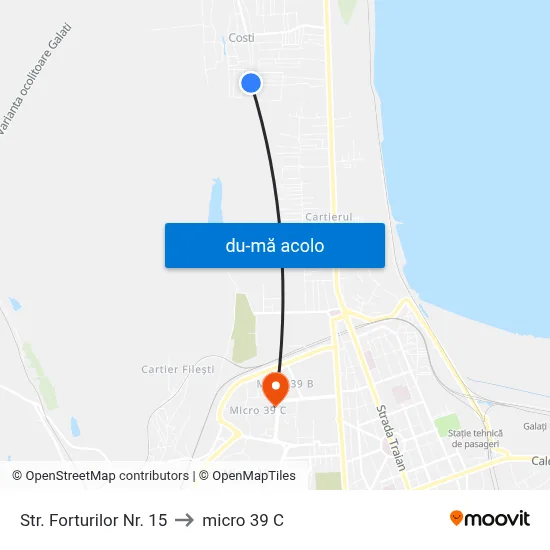 Harta de Str. Forturilor Nr. 15 către micro 39 C