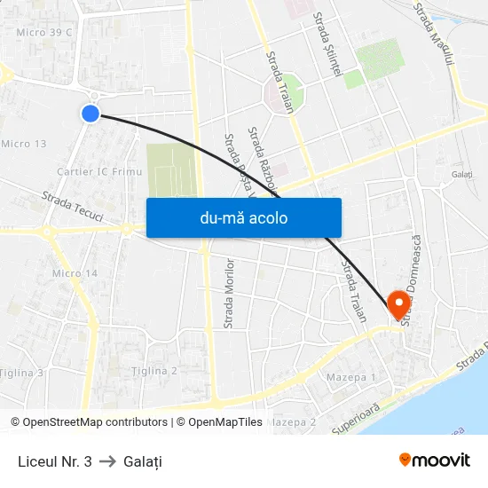 Harta de Liceul Nr. 3 către Galați