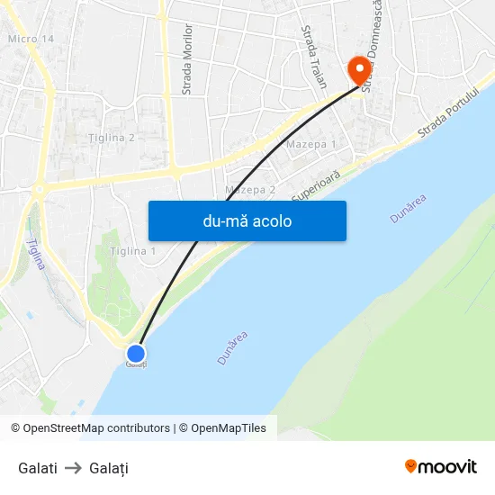 Harta de Galati către Galați