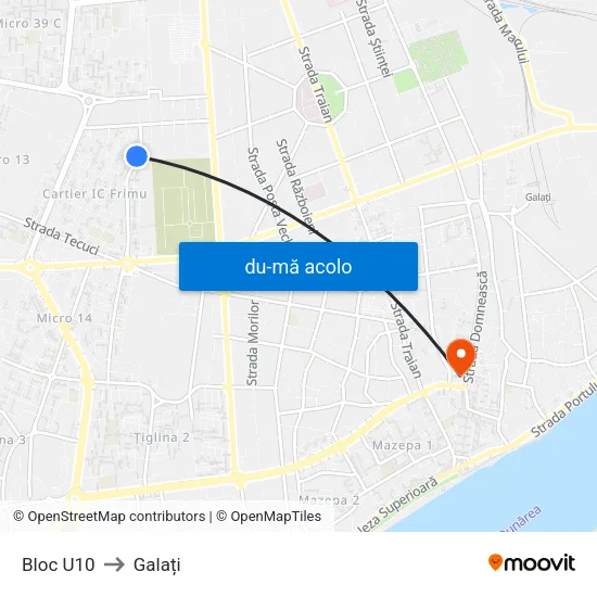 Harta de Bloc U10 către Galați