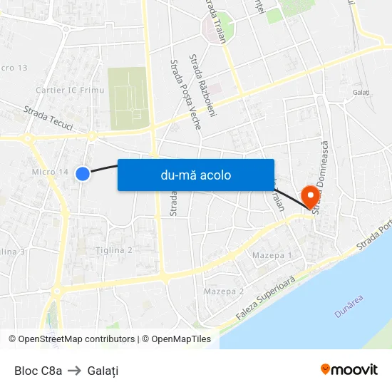 Harta de Bloc C8a către Galați