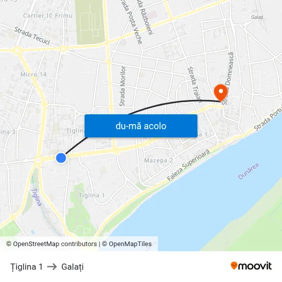 Harta de Țiglina 1 către Galați