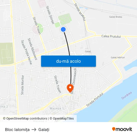 Harta de Bloc Ialomița către Galați