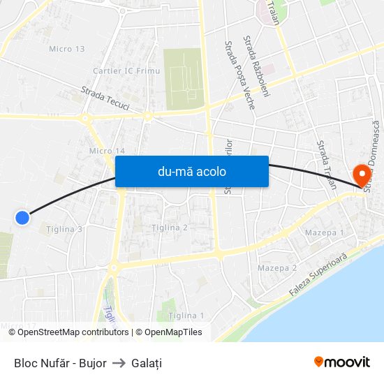 Harta de Bloc Nufăr - Bujor către Galați