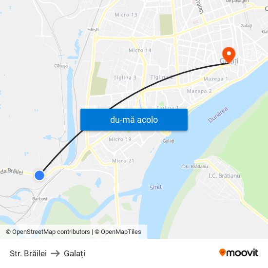 Harta de Str. Brăilei către Galați