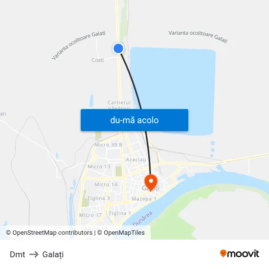 Harta de Dmt către Galați