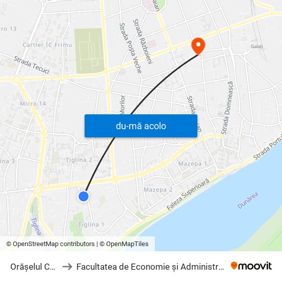 Harta de Orășelul Copiilor către Facultatea de Economie și Administrarea Afacerilor