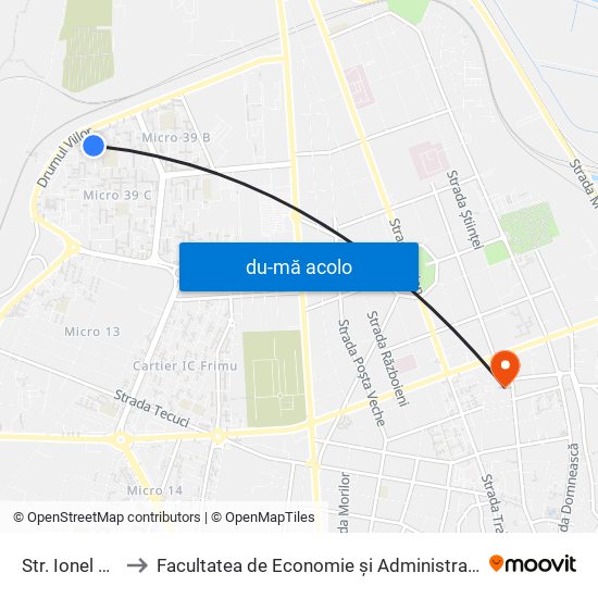 Harta de Str. Ionel Fernic către Facultatea de Economie și Administrarea Afacerilor