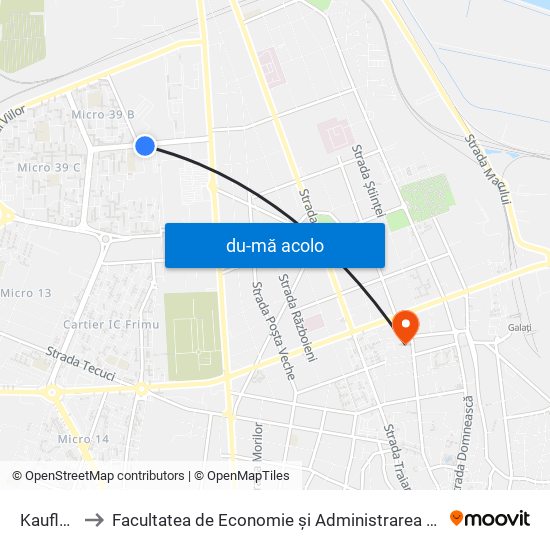 Harta de Kaufland către Facultatea de Economie și Administrarea Afacerilor