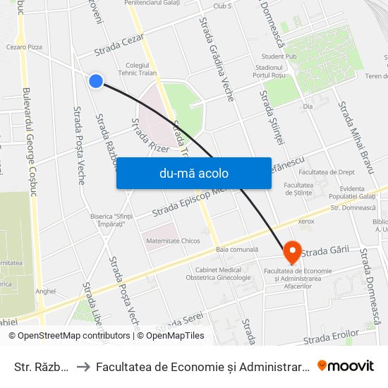 Harta de Str. Războieni către Facultatea de Economie și Administrarea Afacerilor