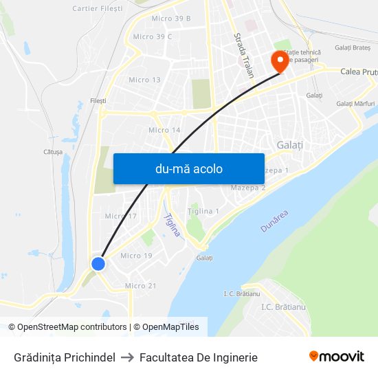 Harta de Grădinița Prichindel către Facultatea De Inginerie